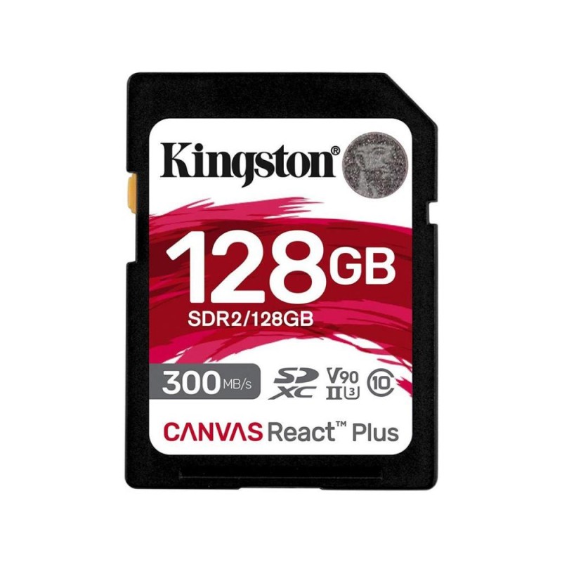Kingston Canvas React Plus SDXC 128GB Class 10 U3 V90 UHS-II (SDR2/128GB) (KINSDR2-128GB) Kingston Canvas React Plus SDXC 128GB Class 10 U3 V90 UHS-II (SDR2/128GB) (KINSDR2-128GB)