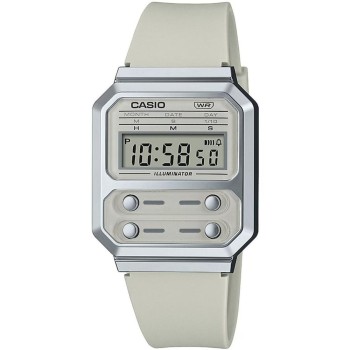 Casio Vintage Edgy Ρολόι Χρονογράφος Μπαταρίας με Μπεζ Καουτσούκ Λουράκι (A100WEF-8AEF) (CASA100WEF8AEF)