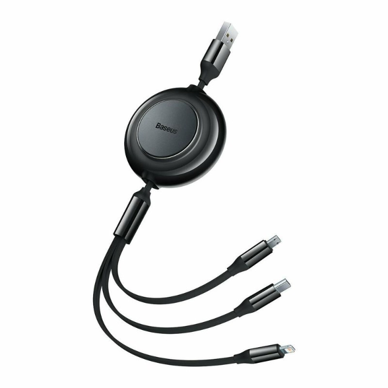 Baseus Bright Mirror 2 Flat / Retractable USB to Type-C / micro USB / Lightning Cable 3.5A Μαύρο 1.1m (CAMJ010001) (BASCAMJ010001) Baseus Bright Mirror 2 Flat / Retractable USB to Type-C / micro USB / Lightning Cable 3.5A Μαύρο 1.1m (CAMJ010001) (BASCAMJ010001)