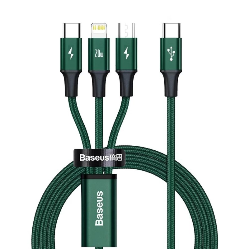 Baseus Rapid Series Braided USB to micro USB / Type-C / Lightning Cable 3A Πράσινο 1.5m (CAMLT-SC06) (BASCAMLT-SC06) Baseus Rapid Series Braided USB to micro USB / Type-C / Lightning Cable 3A Πράσινο 1.5m (CAMLT-SC06) (BASCAMLT-SC06)