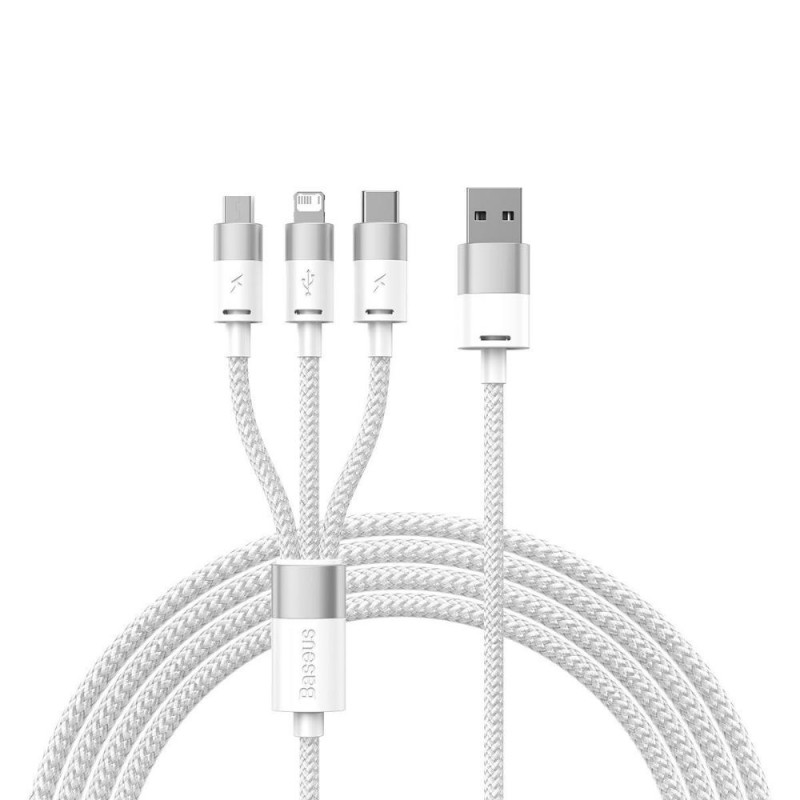 Baseus 3in1 USB Cable Starspeed Series, USB-C + Micro + Lightning 3,5a, 1.2m White (CAXS000002) (BASCAXS000002) Baseus 3in1 USB Cable Starspeed Series, USB-C + Micro + Lightning 3,5a, 1.2m White (CAXS000002) (BASCAXS000002)