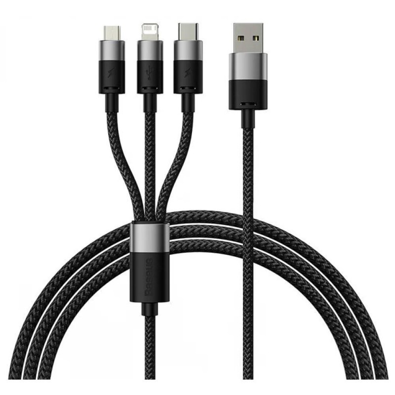 Baseus Quick Charge USB to M+L+C StarSpeed 3.5A 0,6m (Black) (P10319900111-00) (BASP10319900111-00) Baseus Quick Charge USB to M+L+C StarSpeed 3.5A 0,6m (Black) (P10319900111-00) (BASP10319900111-00)