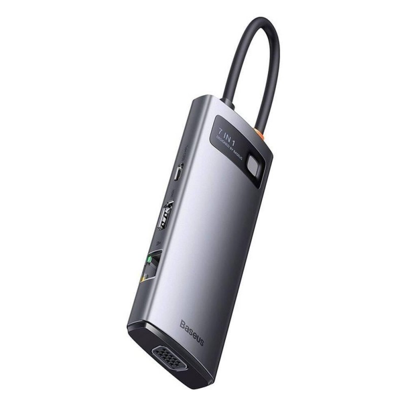 Baseus Hub 7in1 Metal Gleam Series, USB-C to 3x USB 3.0 + HDMI + USB-C PD + VGA + Ethernet RJ45 (WKWG040013) (BASWKWG040013) Baseus Hub 7in1 Metal Gleam Series, USB-C to 3x USB 3.0 + HDMI + USB-C PD + VGA + Ethernet RJ45 (WKWG040013) (BASWKWG040013)