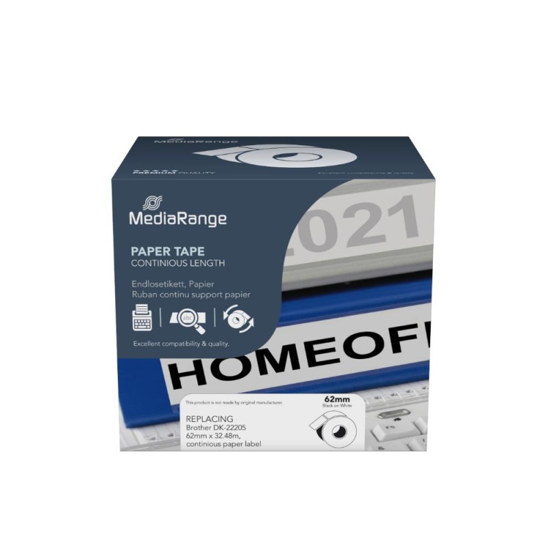Ταινία Ετικετογράφου MediaRange (Brother DK-22205) 62 mm x 30.48 m (Μαύρα Γράμματα σε Λευκό Φόντο) (MRBDK22205) Ταινία Ετικετογράφου MediaRange (Brother DK-22205) 62 mm x 30.48 m (Μαύρα Γράμματα σε Λευκό Φόντο) (MRBDK22205)
