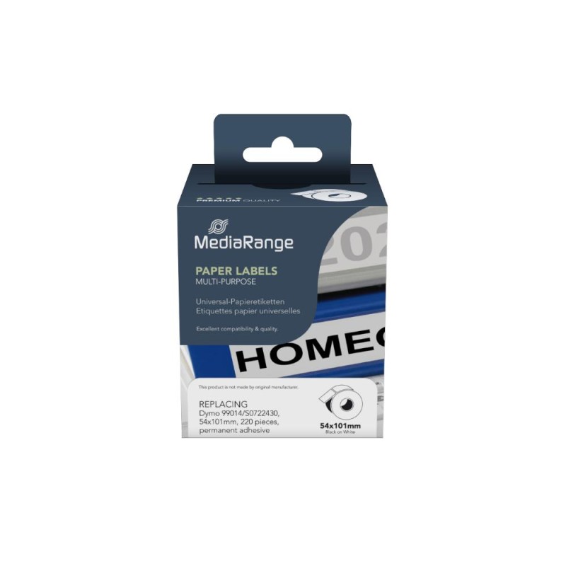 Χάρτινες Ετικέτες Γενικής Χρήσης MediaRange (Dymo 99014/S0722430) 54x101mm/220 pcs (Μαύρα Γράμματα σε Λευκό Φόντο) (MRDY99014) Χάρτινες Ετικέτες Γενικής Χρήσης MediaRange (Dymo 99014/S0722430) 54x101mm/220 pcs (Μαύρα Γράμματα σε Λευκό Φόντο) (MRDY99014)