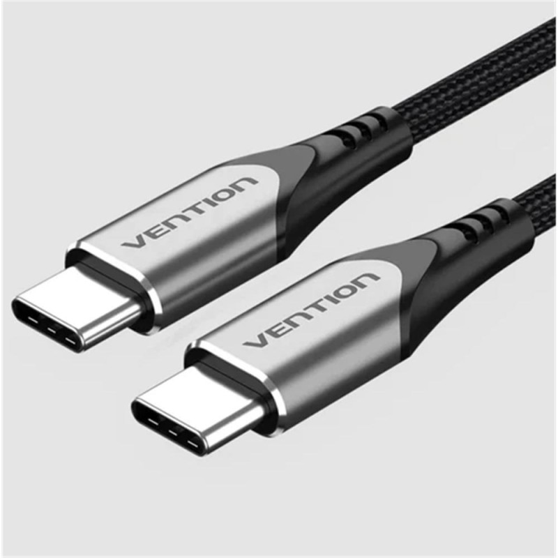 VENTION Nylon Braided Type-C to Type-C 3A/PD 60W Cable 1M Gray Aluminum Alloy Type (TADHF) (VENTADHF) VENTION Nylon Braided Type-C to Type-C 3A/PD 60W Cable 1M Gray Aluminum Alloy Type (TADHF) (VENTADHF)