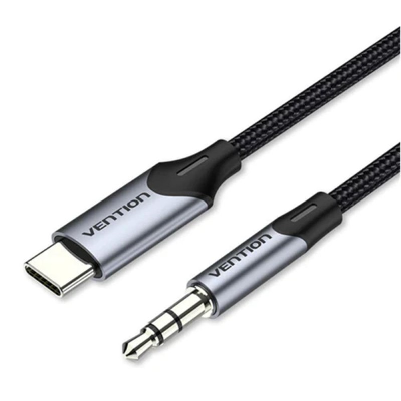 VENTION Type-C Male to 3.5mm Male Cable 1M Gray Aluminum Alloy Type (BGKHF) (VENBGKHF) VENTION Type-C Male to 3.5mm Male Cable 1M Gray Aluminum Alloy Type (BGKHF) (VENBGKHF)