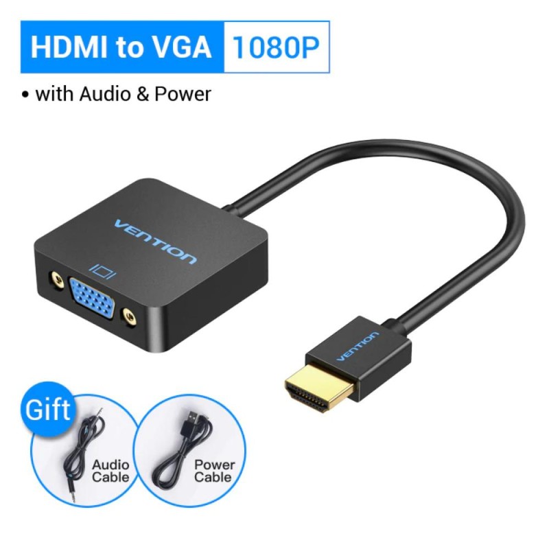 VENTION HDMI to VGA Converter with Female Micro USB and Audio Port 0.15M Black (ACRBB) (VENACRBB) VENTION HDMI to VGA Converter with Female Micro USB and Audio Port 0.15M Black (ACRBB) (VENACRBB)