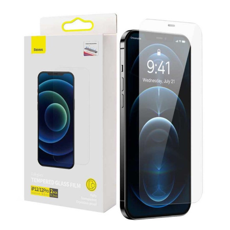 Baseus Tempered Glass Transparent 0.3mm (6.1inch) for iPhone 12/12 Pro (2pcs) (SGBL060702) (BASSGBL060702) Baseus Tempered Glass Transparent 0.3mm (6.1inch) for iPhone 12/12 Pro (2pcs) (SGBL060702) (BASSGBL060702)