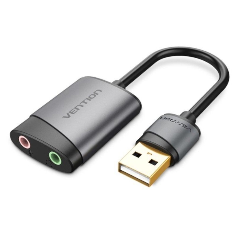 VENTION USB External Sound Card 0.15M Gray Metal Type (CDKHB) (VENCDKHB) VENTION USB External Sound Card 0.15M Gray Metal Type (CDKHB) (VENCDKHB)