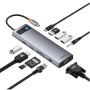 Baseus Hub 11in1  StarJoy Metal Glam Series USB-C to HDMI +VGA + 3 x USB 3.0 + USB 2.0+USB-C PD + RJ45 + SD/TF +35mm (B00030709811-00) (BASB00030709811-00)