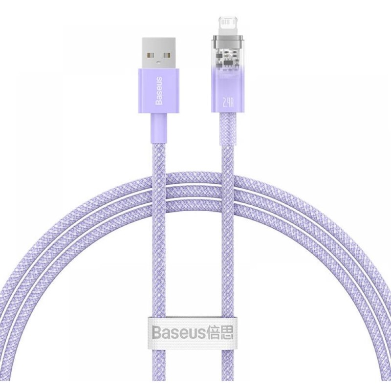 Baseus Fast Charging cable USB-A to Lightning Explorer Series 1m 2.4A purple (CATS010005) (BASCATS010005) Baseus Fast Charging cable USB-A to Lightning Explorer Series 1m 2.4A purple (CATS010005) (BASCATS010005)
