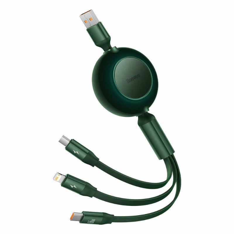 Baseus Bright Mirror 3 USB 3-in-1 cable for micro USB / USB-C / Lightning 66W / 2A 1.1m Green (CAMJ010106) (BASCAMJ010106) Baseus Bright Mirror 3 USB 3-in-1 cable for micro USB / USB-C / Lightning 66W / 2A 1.1m Green (CAMJ010106) (BASCAMJ010106)
