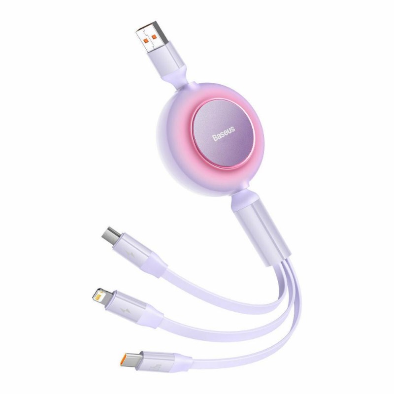 Baseus Bright Mirror 3 USB 3-in-1 cable for micro USB / USB-C / Lightning 66W / 2A 1.1m Purple (CAMJ010105) (BASCAMJ010105) Baseus Bright Mirror 3 USB 3-in-1 cable for micro USB / USB-C / Lightning 66W / 2A 1.1m Purple (CAMJ010105) (BASCAMJ010105)