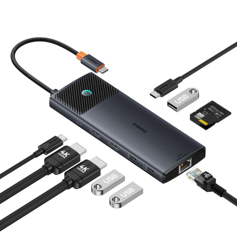 Baseus Docking Station 10σε1 USB-C σε 2xHDMI 3xUSB-A USB-C RJ45 SD/TF PD Μαύρο (B00061800123-00) (BASB00061800123-00) Baseus Docking Station 10σε1 USB-C σε 2xHDMI 3xUSB-A USB-C RJ45 SD/TF PD Μαύρο (B00061800123-00) (BASB00061800123-00)