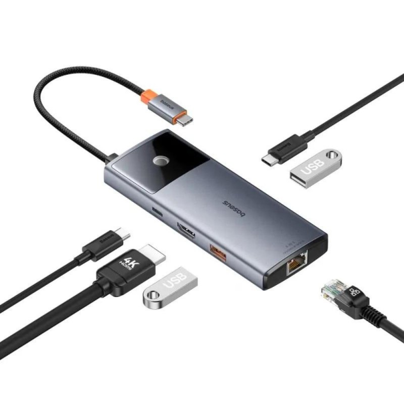 Baseus Docking Station 6σε1 Metal Gleam II Series USB-C σε 2xUSB 3.0 +USB-C + HDMI + USB-C PD + Ethernet RJ45 Γκρι (B00061802813-00) (BASB00061802813-00) Baseus Docking Station 6σε1 Metal Gleam II Series USB-C σε 2xUSB 3.0 +USB-C + HDMI + USB-C PD + Ethernet RJ45 Γκρι (B00061802813-00) (BASB00061802813-00)