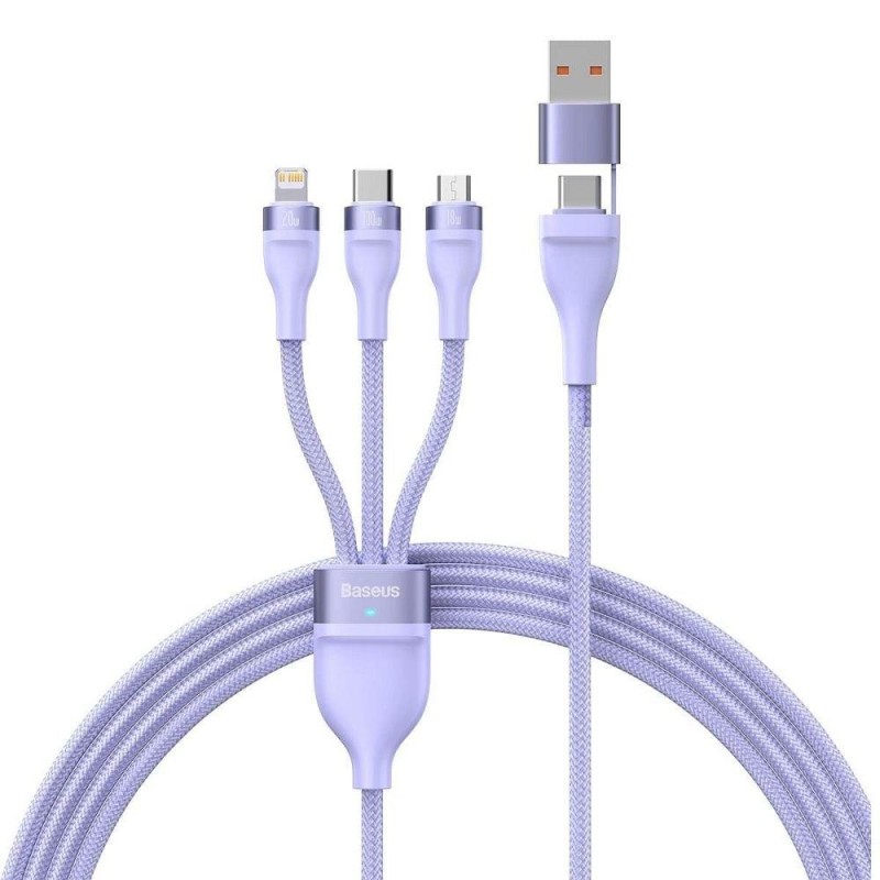 Baseus Καλώδιο USB 3σε1 Flash Series 2 USB-C/MicroUSB/Lightning 100W 1.2m Λιλά (CASS030105) (BASCASS030105) Baseus Καλώδιο USB 3σε1 Flash Series 2 USB-C/MicroUSB/Lightning 100W 1.2m Λιλά (CASS030105) (BASCASS030105)