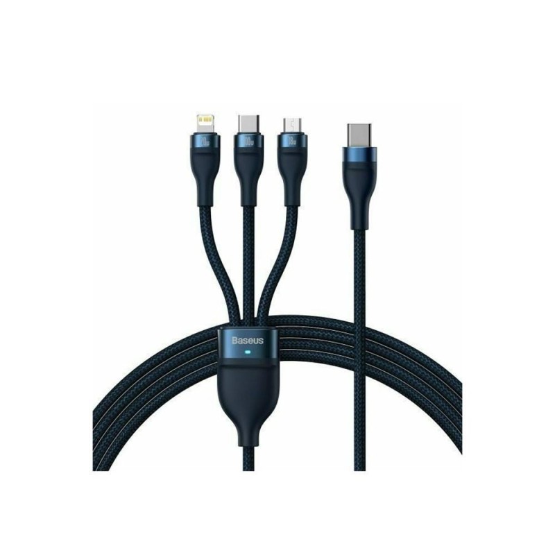 Baseus Καλώδιο USB 3σε1 Flash Series 2 USB-C/MicroUSB/Lightning 100W 1.5m Μπλε (CASS030203) (BASCASS030203) Baseus Καλώδιο USB 3σε1 Flash Series 2 USB-C/MicroUSB/Lightning 100W 1.5m Μπλε (CASS030203) (BASCASS030203)