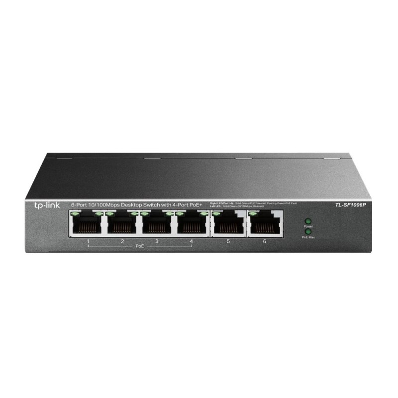 TP-LINK 6-Port 10/100 Mbps Desktop Switch with 4-Port PoE+ (TL-SF1006P) (TPTL-SF1006P) TP-LINK 6-Port 10/100 Mbps Desktop Switch with 4-Port PoE+ (TL-SF1006P) (TPTL-SF1006P)