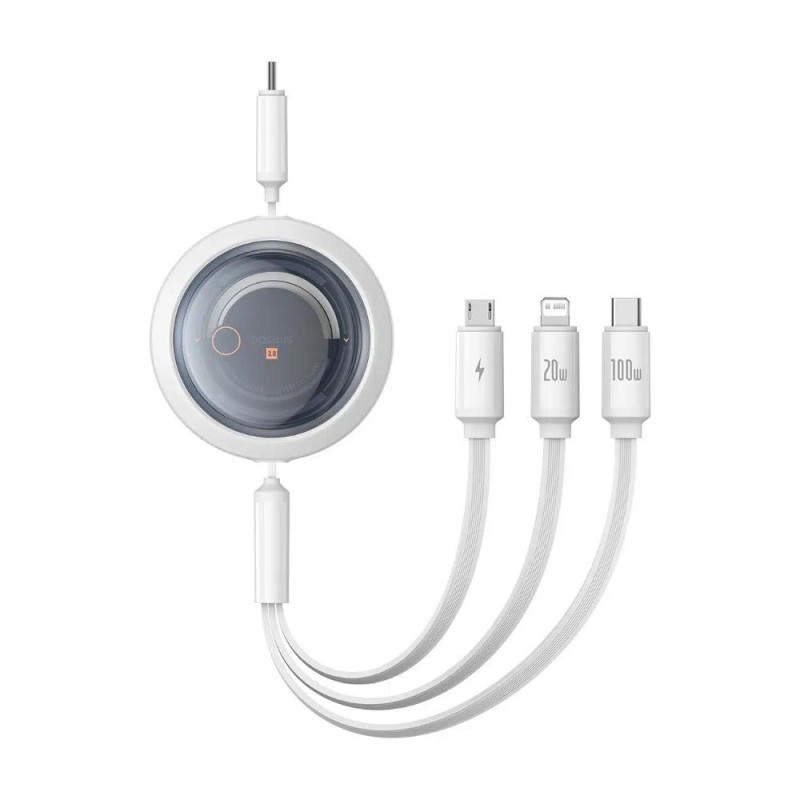 Baseus Fast Charging Cable 3in1 Free2Draw USB-C to USB-C/Lightning/Micro 100W 1.1m White (P10368700211-03) (BASP10368700211-03) Baseus Fast Charging Cable 3in1 Free2Draw USB-C to USB-C/Lightning/Micro 100W 1.1m White (P10368700211-03) (BASP10368700211-03)
