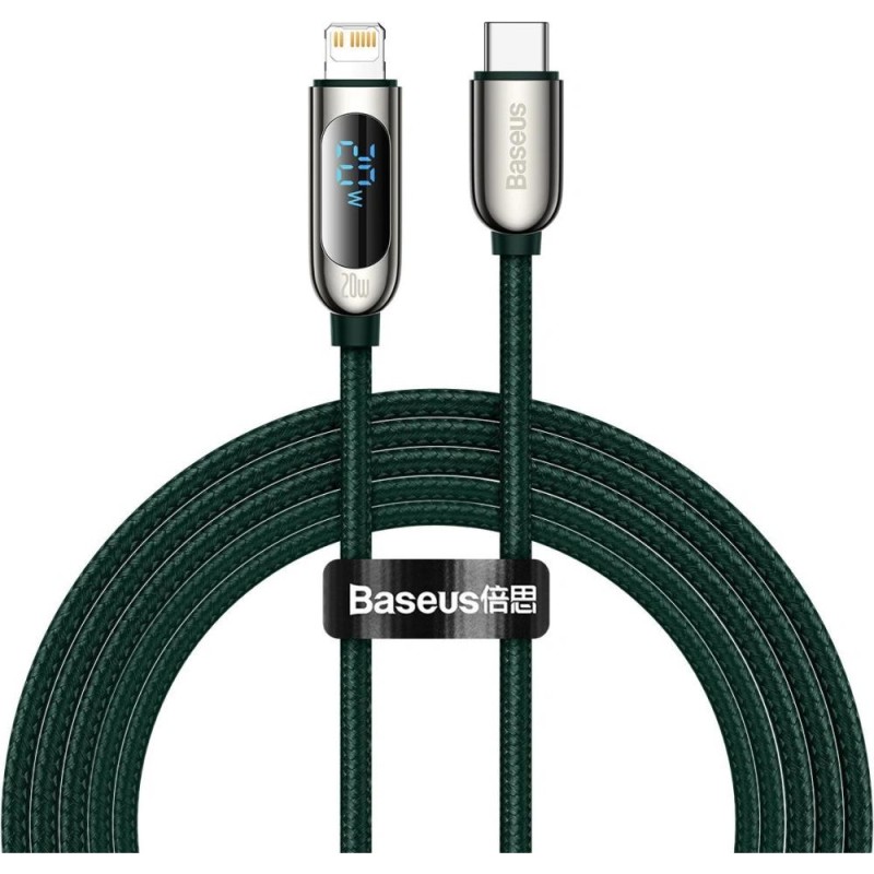 Baseus Καλώδιο USB-C σε Lightning με Οθόνη PD 20W 2m Πράσινο (CATLSK-A06) (BASCATLSK-A06) Baseus Καλώδιο USB-C σε Lightning με Οθόνη PD 20W 2m Πράσινο (CATLSK-A06) (BASCATLSK-A06)
