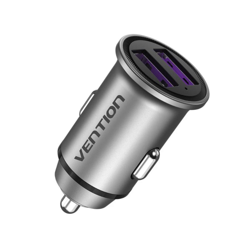 VENTION 2-Port USB (A+A) Car Charger (30W/30W) Gray Mini Style Aluminium Alloy Type (FFEH0) (VENFFEH0) VENTION 2-Port USB (A+A) Car Charger (30W/30W) Gray Mini Style Aluminium Alloy Type (FFEH0) (VENFFEH0)
