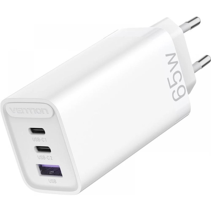 VENTION 3-Port USB (C+C+A) GaN Charger (65W/30W/30W) EU-Plug White (FEDW0-EU) (VENFEDW0-EU) VENTION 3-Port USB (C+C+A) GaN Charger (65W/30W/30W) EU-Plug White (FEDW0-EU) (VENFEDW0-EU)