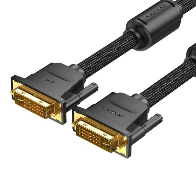 VENTION Cotton Braided DVI-D (24+1) Male to Male Cable 2M Black (EAEBH) (VENEAEBH) VENTION Cotton Braided DVI-D (24+1) Male to Male Cable 2M Black (EAEBH) (VENEAEBH)