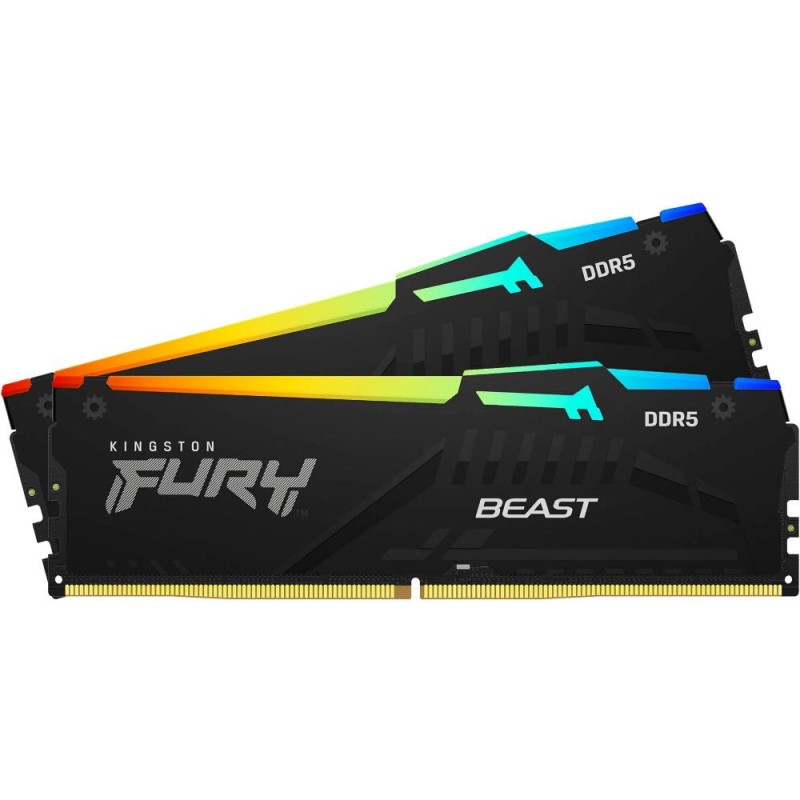 Kingston RAM FURY Beast RGB 16 GB (2 x 8 GB Kit) DDR5 5200 DIMM CL40 (KF552C40BBAK2-16) (KINKF552C40BBAK2-16) Kingston RAM FURY Beast RGB 16 GB (2 x 8 GB Kit) DDR5 5200 DIMM CL40 (KF552C40BBAK2-16) (KINKF552C40BBAK2-16)