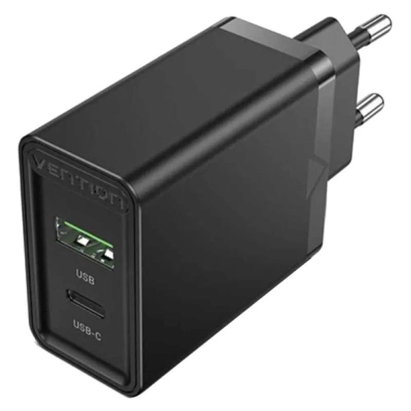 VENTION 2-Port USB (A+C) Wall Charger (18W/20W) EU Black (FBBB0-EU) (VENFBBB0-EU) VENTION 2-Port USB (A+C) Wall Charger (18W/20W) EU Black (FBBB0-EU) (VENFBBB0-EU)