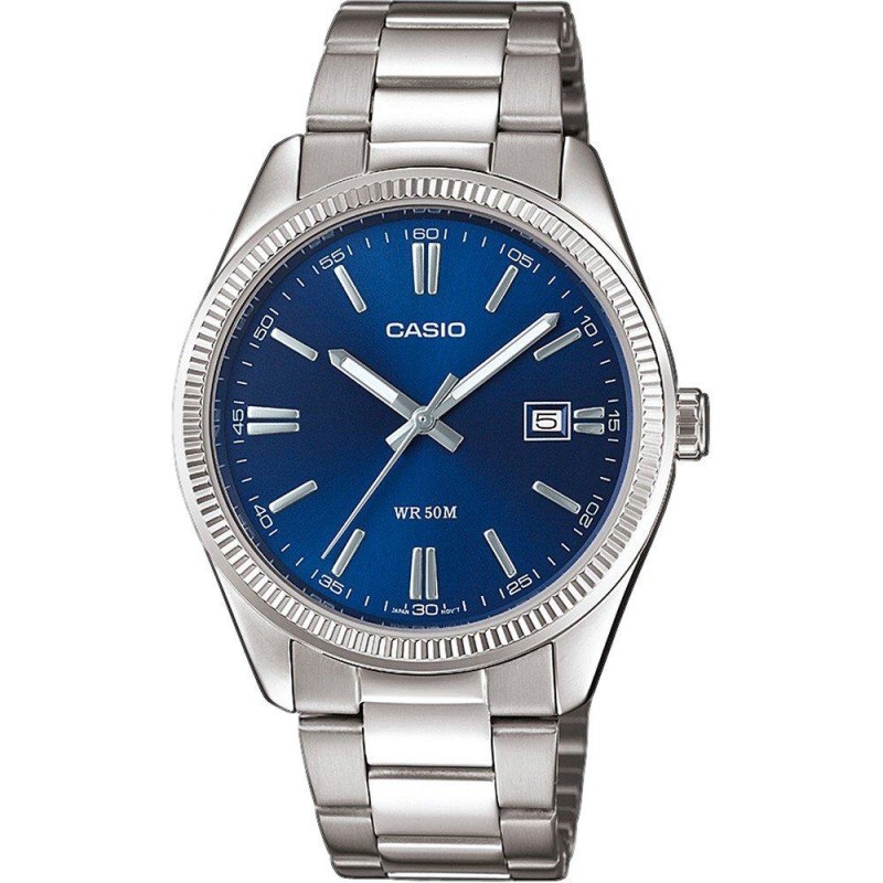 Casio Μπλέ Ρολόι Μπαταρίας με Ασημί Μεταλλικό Μπρασελέ (MTP-1302PD-2AVEF) (CASMTP-1302PD-2AVEF)