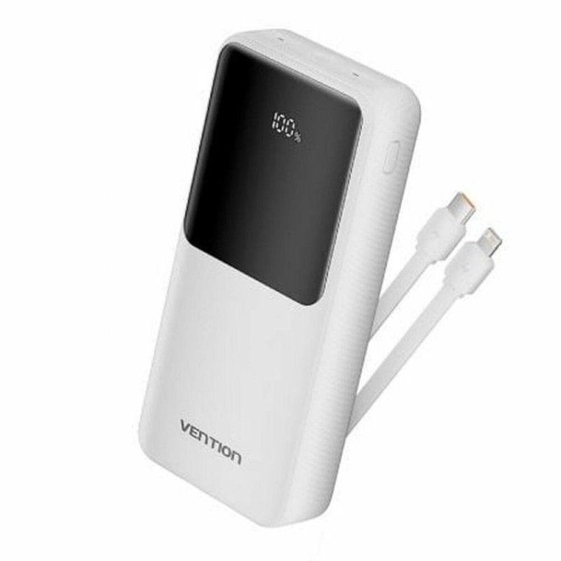 VENTION 20.000mAh Power Bank (Micro-USB + USB-C + USB-A + USB-A) with Built-In Type-C and Lightning Cables 22.5W White Led Display Type (FHPW0) (VENFHPW0) VENTION 20.000mAh Power Bank (Micro-USB + USB-C + USB-A + USB-A) with Built-In Type-C and Lightning Cables 22.5W White Led Display Type (FHPW0) (VENFHPW0)