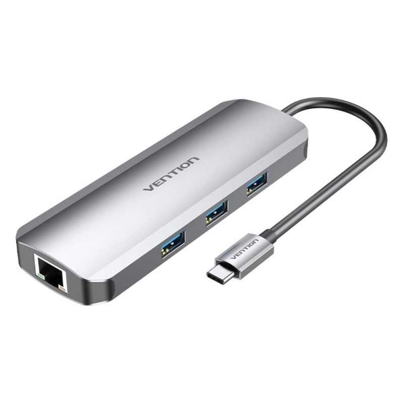 VENTION Type-C to HDMI/USB 3.0*3/RJ45/SD/TF/TRRS 3.5mm/PD 100W Docking Station 0.15M Gray Aluminum Alloy Type (TOLHB) (VENTOLHB) VENTION Type-C to HDMI/USB 3.0*3/RJ45/SD/TF/TRRS 3.5mm/PD 100W Docking Station 0.15M Gray Aluminum Alloy Type (TOLHB) (VENTOLHB)