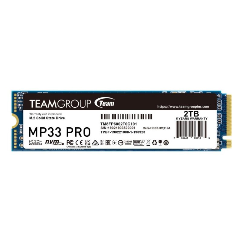 TeamGroup Δίσκος SSD 2TB MP33 PRO PCIe M.2 PCIe 3.0 x4 NVME (TM8FPD002T0C101) (TEGTM8FPD002T0C101) TeamGroup Δίσκος SSD 2TB MP33 PRO PCIe M.2 PCIe 3.0 x4 NVME (TM8FPD002T0C101) (TEGTM8FPD002T0C101)