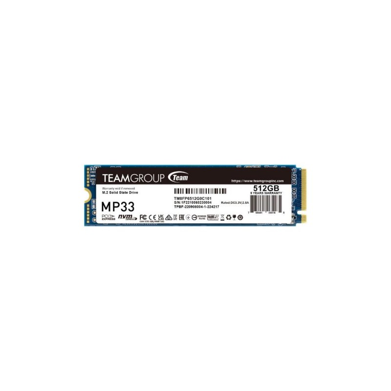 TeamGroup Δίσκος SSD 512GB MP33 PCIe M.2 PCIe 3.0 x4 NVME (TM8FP6512G0C101) (TEGTM8FP6512G0C101) TeamGroup Δίσκος SSD 512GB MP33 PCIe M.2 PCIe 3.0 x4 NVME (TM8FP6512G0C101) (TEGTM8FP6512G0C101)