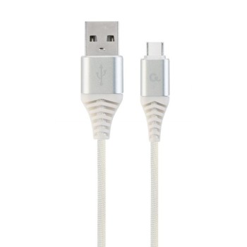 Cablexpert Cc- USB2b-amcm-2m-bw2 Premium USB-C 2.0 Cable (Am/cm) Metal Plugs, Braid, 2m, Silver/white (CC-USB2B-AMCM-2M-BW2) (GEMCC-USB2B-AMCM-2M-BW2)