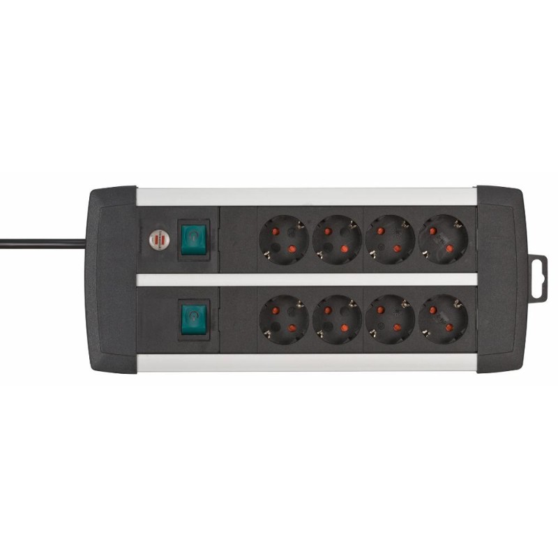 Brennenstuhl Premium-Alu-Line Technics extension lead 8-way Duo black 3m H05VV-F 3G1.5 with every 4 sockets switched (1391000908) (BNN1391000908) Brennenstuhl Premium-Alu-Line Technics extension lead 8-way Duo black 3m H05VV-F 3G1.5 with every 4 sockets switched (1391000908) (BNN1391000908)