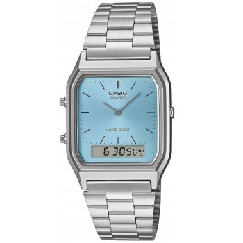 Casio Ρολόι Χρονογράφος Μπαταρίας με Ασημί Μεταλλικό Μπρασελέ (AQ-230A-2A1MQYES) (CASAQ-230A-2A1MQYES)