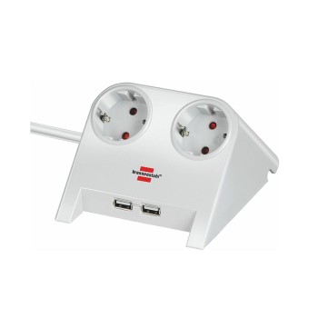Brennenstuhl Desktop-Power USB-Charger with 2x USB-2.0 charger 2100mA 2-way socket, white polished 1.8m H05VV-F 3G1.5 (1153520222) (BNN1153520222)