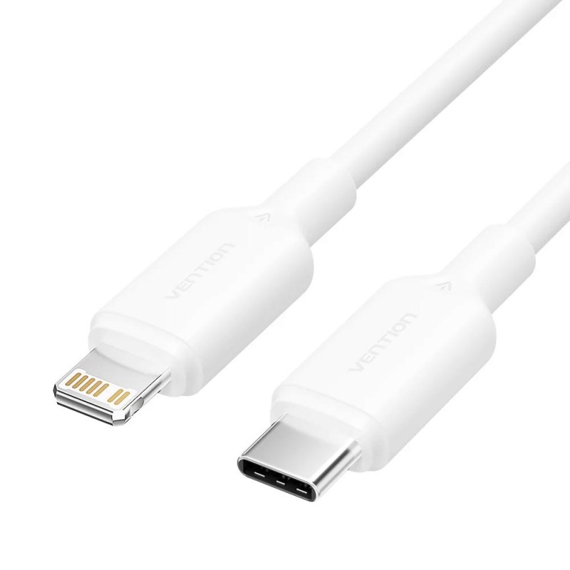 VENTION Type-C Male to Lightning Male 3A Cable 1M White PVC Type (LAKWF) (VENLAKWF) VENTION Type-C Male to Lightning Male 3A Cable 1M White PVC Type (LAKWF) (VENLAKWF)