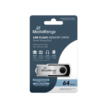 MediaRange USB 2.0 Flash Drive 64GB (Black/Silver) (MR912)