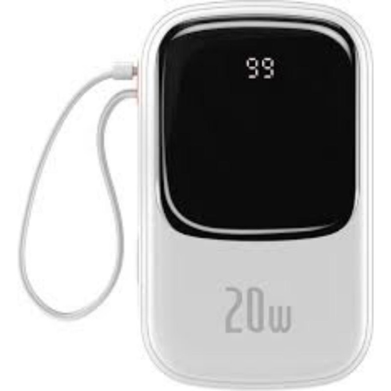 Baseus Powerbank Qpow PRO with Lightning cable, USB-C port and USB 20000mAh, 20W White (PPQD060202) (BASPPQD060202) Baseus Powerbank Qpow PRO with Lightning cable, USB-C port and USB 20000mAh, 20W White (PPQD060202) (BASPPQD060202)