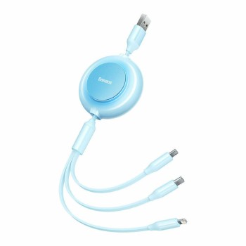 Baseus Καλώδιο USB 3σε1 για MicroUSB/USB-C/Lightning Bright Mirror 2, 3.5A 1.1m Γαλάζιο (CAMJ010017) (BASCAMJ010017)