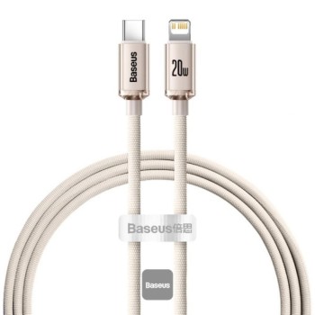 Baseus Kabel USB-C do iP Crystal Shine,  20W, 1.2m różowy (CAJY001304) (BASCAJY001304)