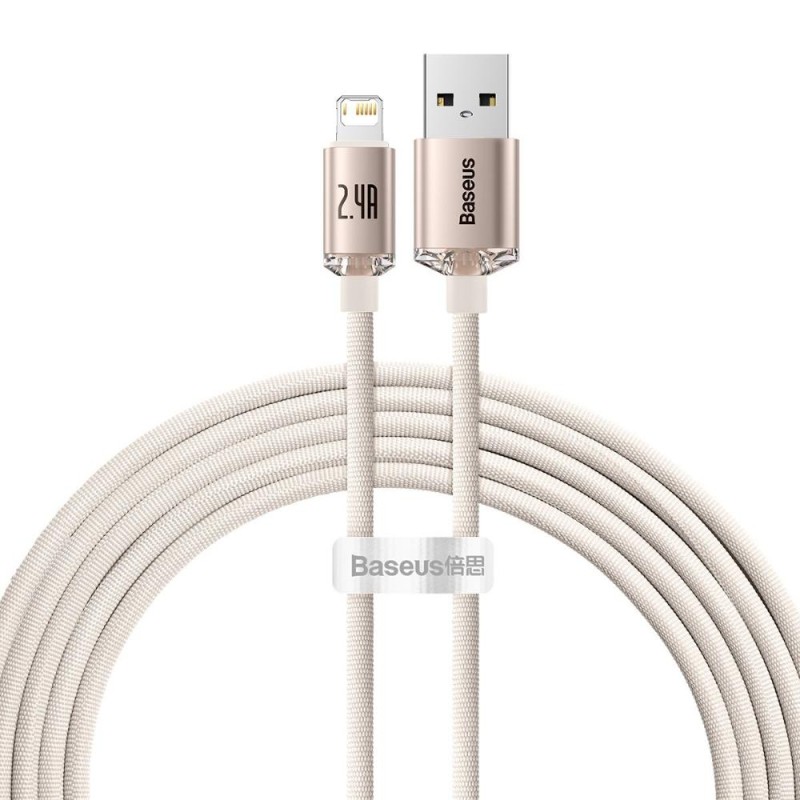 Baseus Kabel USB do iP Crystal Shine, 2.4A, 2m różowy (CAJY001204) (BASCAJY001204) Baseus Kabel USB do iP Crystal Shine, 2.4A, 2m różowy (CAJY001204) (BASCAJY001204)