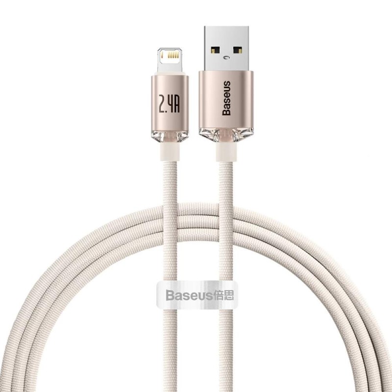 Baseus Kabel USB do iP Crystal Shine, 2.4A, 1.2m różowy (CAJY001104) (BASCAJY001104) Baseus Kabel USB do iP Crystal Shine, 2.4A, 1.2m różowy (CAJY001104) (BASCAJY001104)