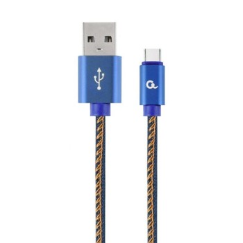 Gembird Cc- USB2j-amcm-2m-bl USB-C Cable (Metal Plugs, Nylon Braiding In Denim - Jeans Color) 2m (CC-USB2J-AMCM-2M-BL) (GEMCC-USB2J-AMCM-2M-BL)