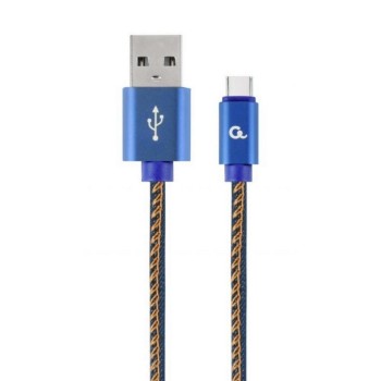 Gembird USB Type-C Cable (Metal Connectors Nylon Braid In Denim - Jeans) 1m (CC-USB2J-AMCM-1M-BL) (GEMCC-USB2J-AMCM-1M-BL)
