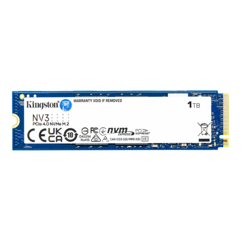 Kingston NV3 1TB PCIe 4.0 NVMe R6000/W2200 MB/s SSD (SNV3S/1000G) (KINSNV3S-1000G) Kingston NV3 1TB PCIe 4.0 NVMe R6000/W2200 MB/s SSD (SNV3S/1000G) (KINSNV3S-1000G)