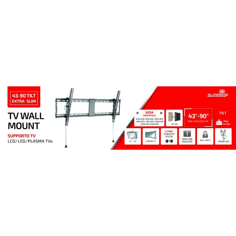 Superior Επιτοίχια Βάση Τηλεόρασης Tilt Extra Slim 42"-90" (SUPSTV021) (SPRSUPSTV021)